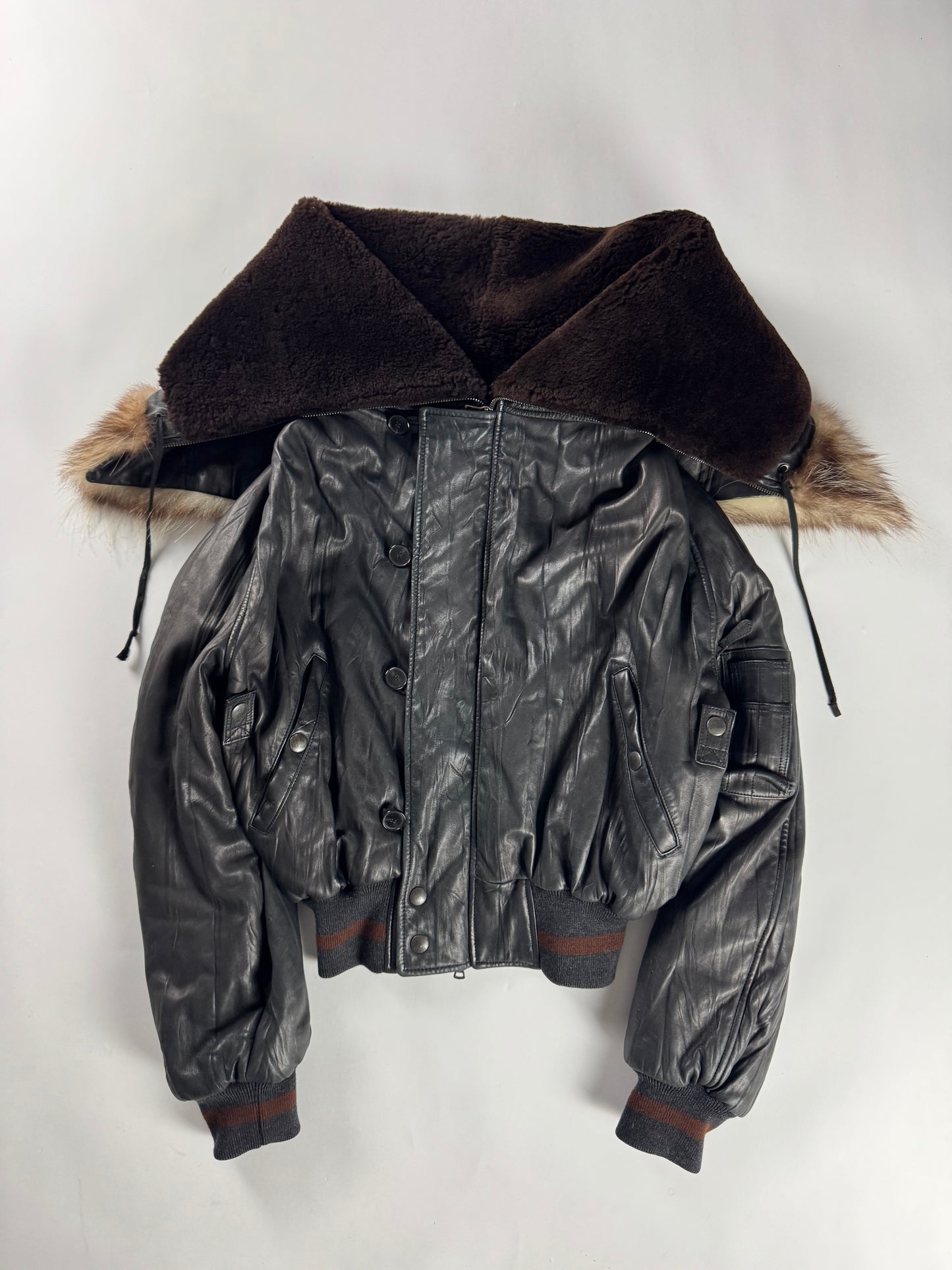 Jean Paul Gaultier Oversize Fur Covered Sheepskin Leather Bomber Jacket FW 2003 - S