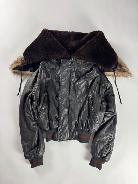 Jean Paul Gaultier Oversize Fur Covered Sheepskin Leather Bomber Jacket FW 2003 - S