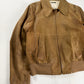 Miu Miu Camel Tan Leather Bomber Pointed Collar Jacket 2000s - M