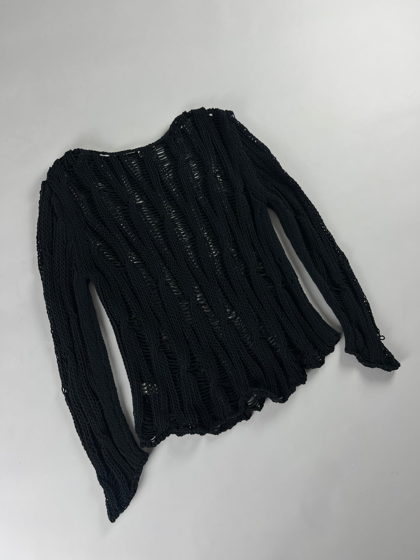 Saint Laurent Sample Black Distressed Sweater FW 2015 - S