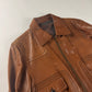 Gucci Tom Ford Camel Brown Monogram Leather Bomber Jacket 2000s - XL