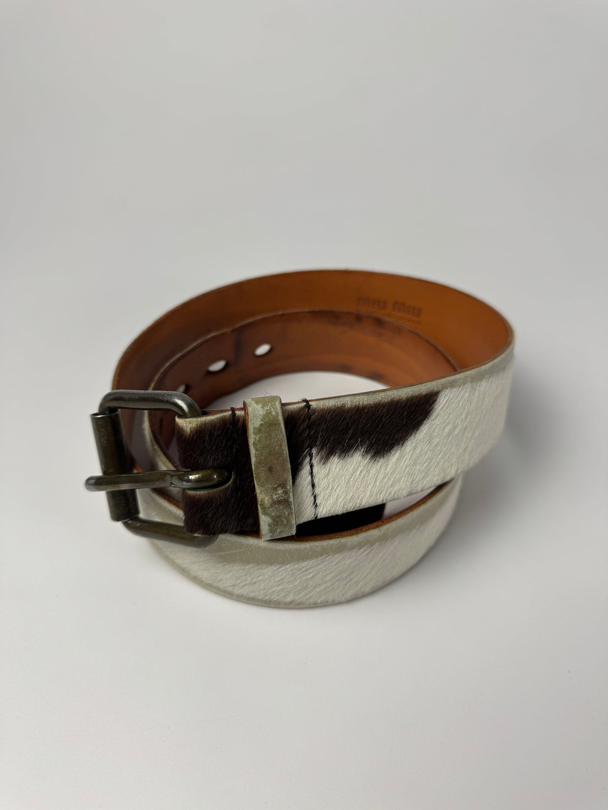Miu Miu Cow Style Pony Hair Belt 2000s - 85 CM