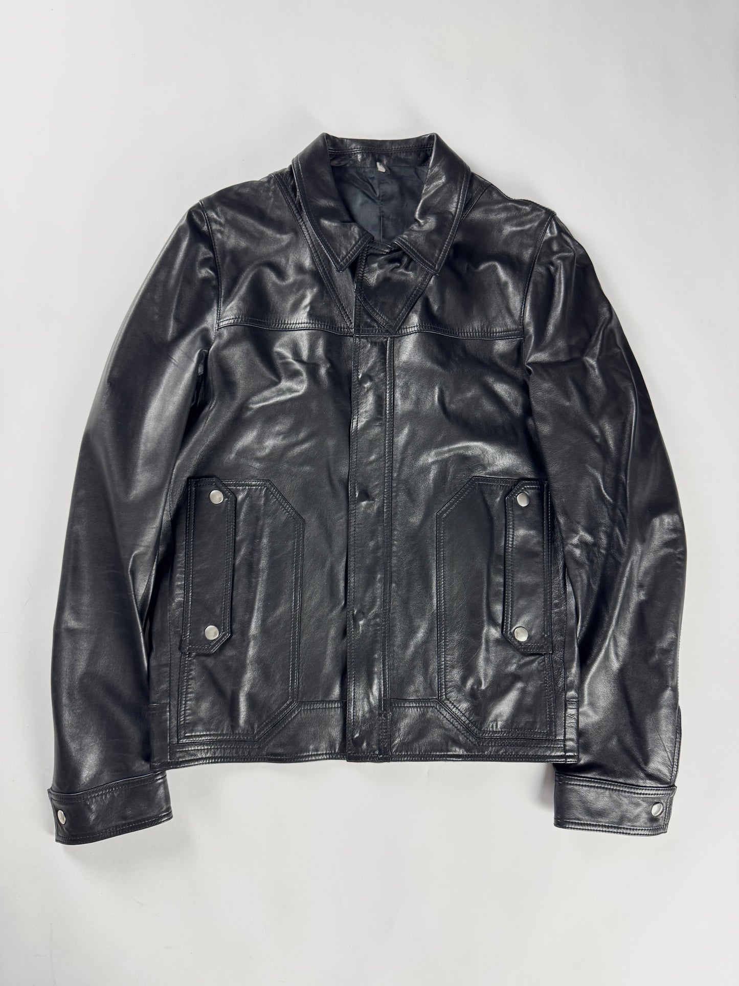 Dior Homme Dark Aviator Leather Trucker Jacket SS 2008 - M