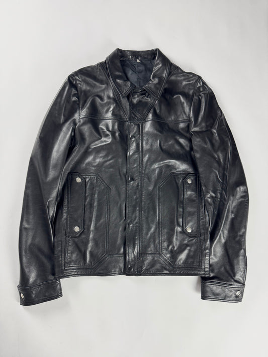 Dior Homme Dark Aviator Leather Trucker Jacket SS 2008 - M