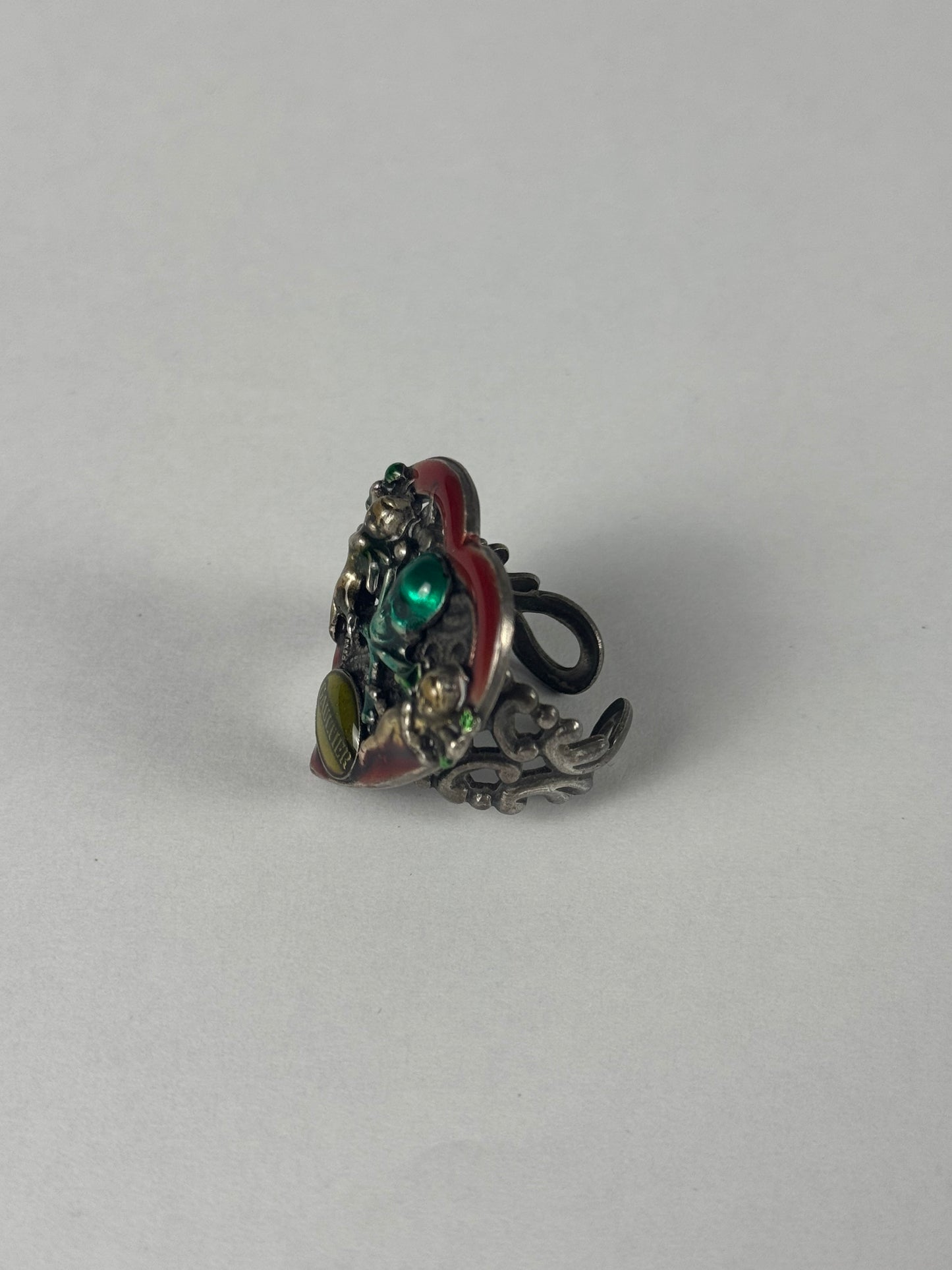 Jean Paul Gaultier Love & Death Adjustable Heart Ring 1990s - OS