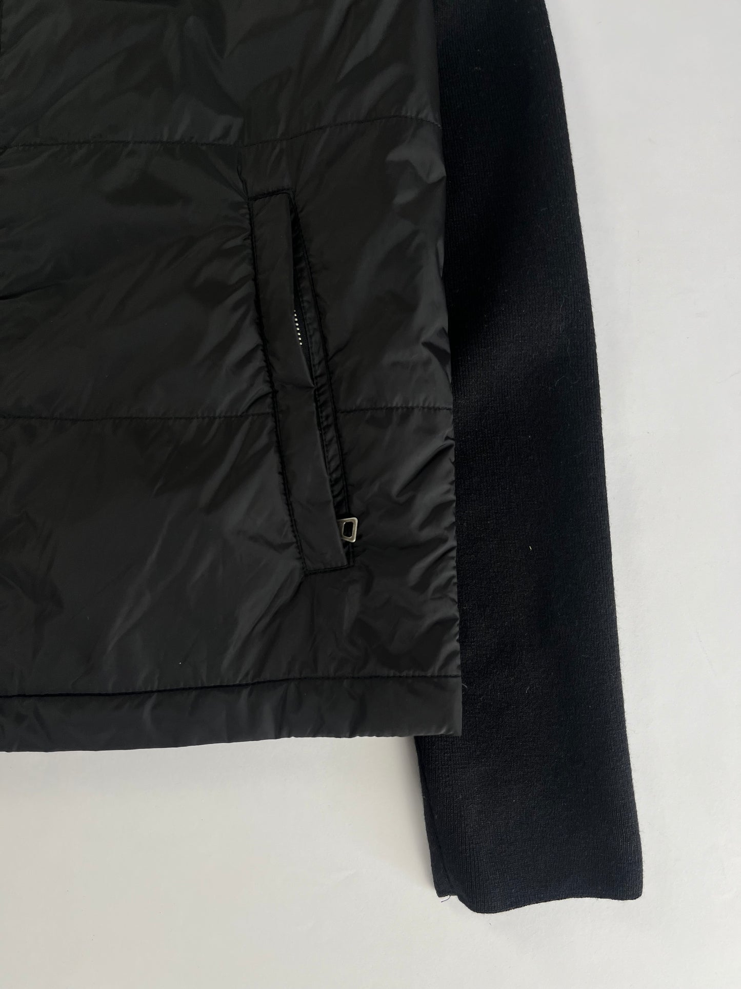 Prada Nylon Hybrid Wool Sleeve Zipper Jacket - S