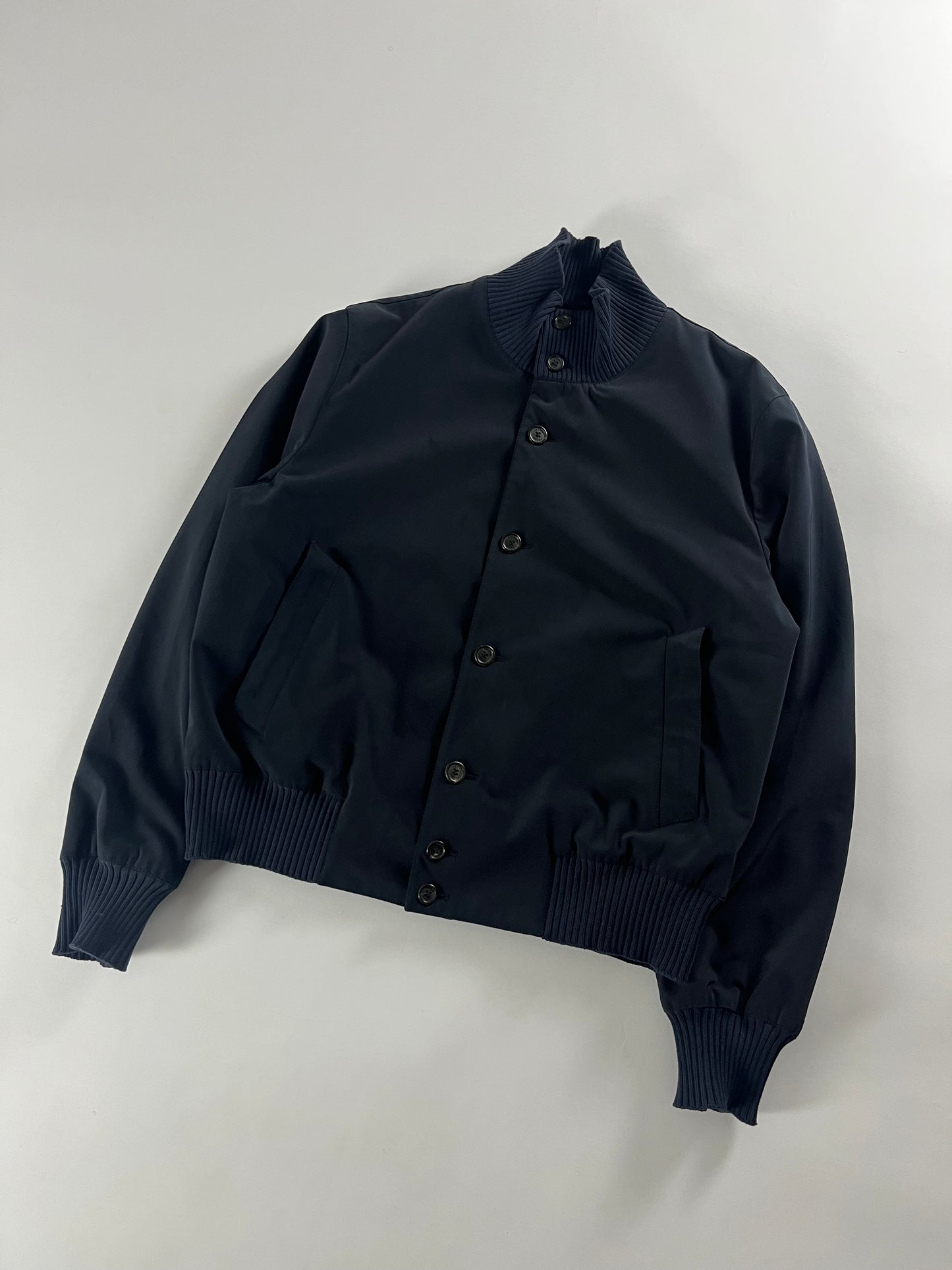 Prada Minimalist Navy Bomber Jacket FW 2000 - L