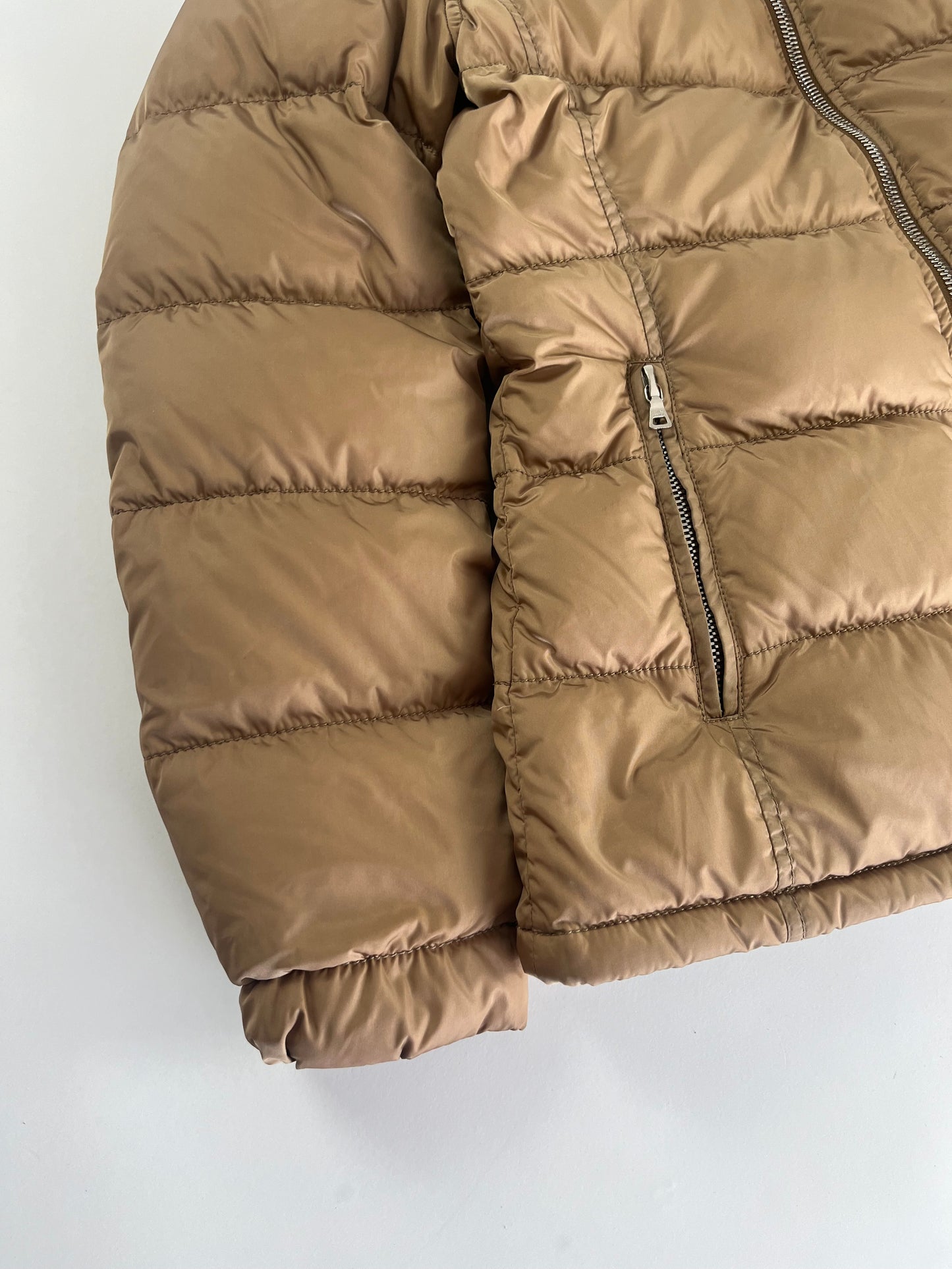 Prada Camel Nylon Puffer Jacket 2000s - S
