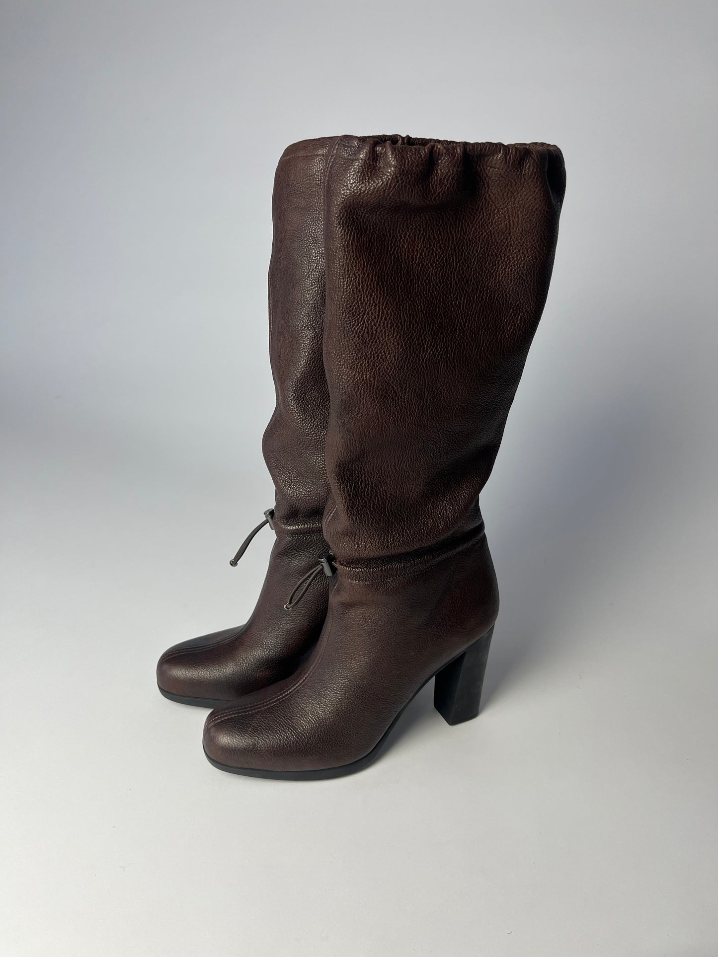 Prada Brown Premium Leather Tightenable Boots - 42,5 EU