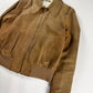 Miu Miu Camel Tan Leather Bomber Pointed Collar Jacket 2000s - M