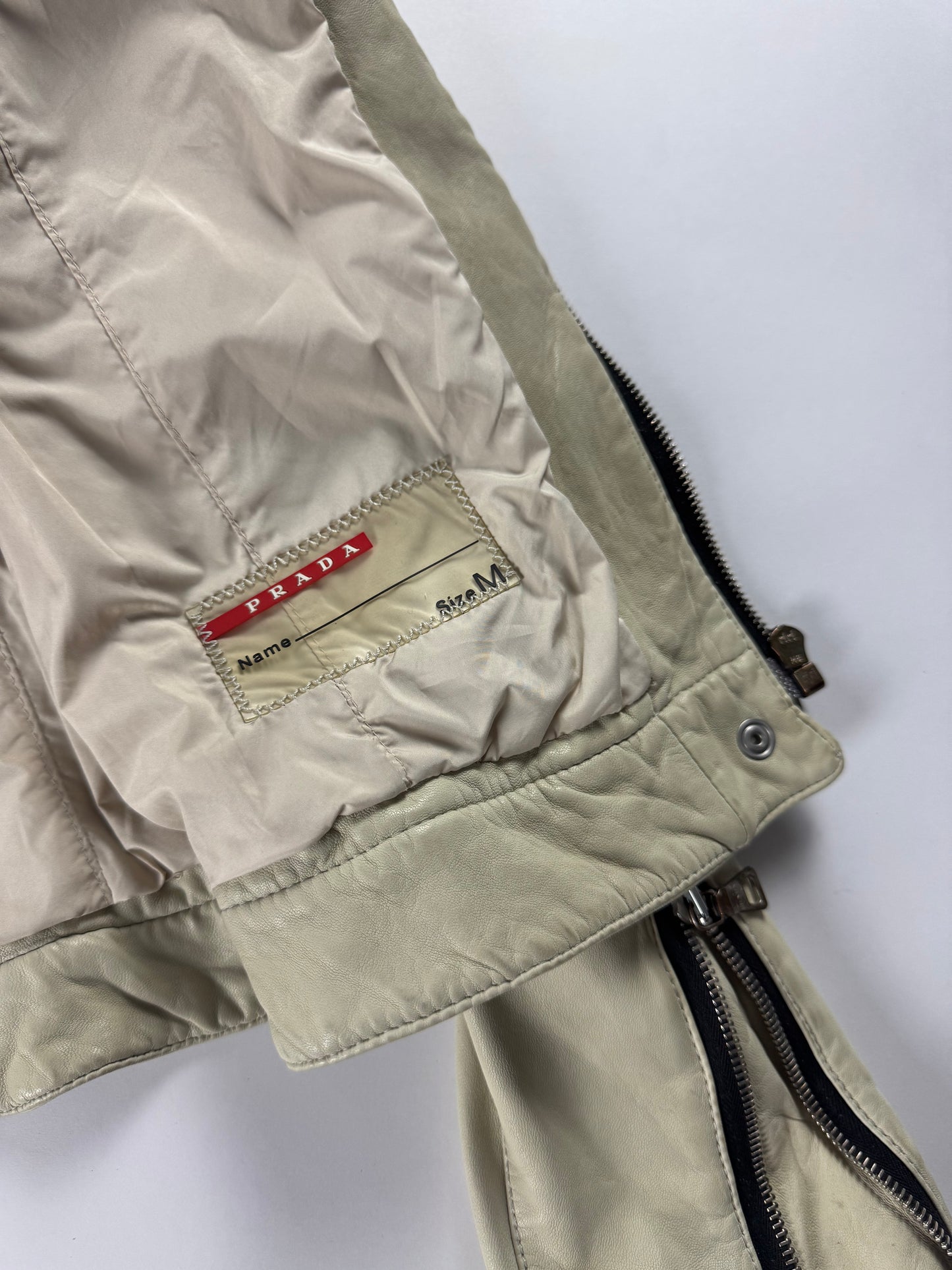 Prada Cream Leather Zipped Moto Jacket FW 2006 - M