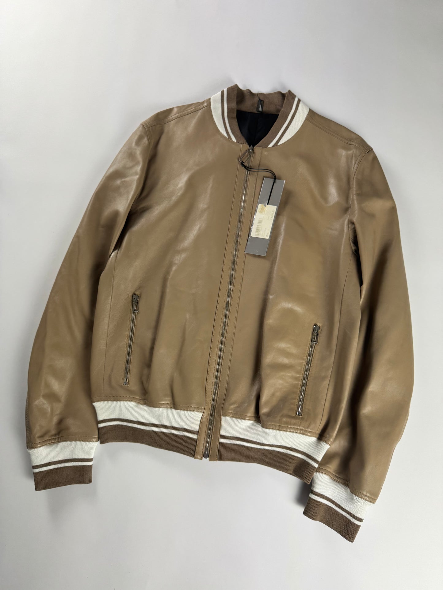 Dior Homme Camel Leather Bomber Varsity Jacket SS 2010 - L