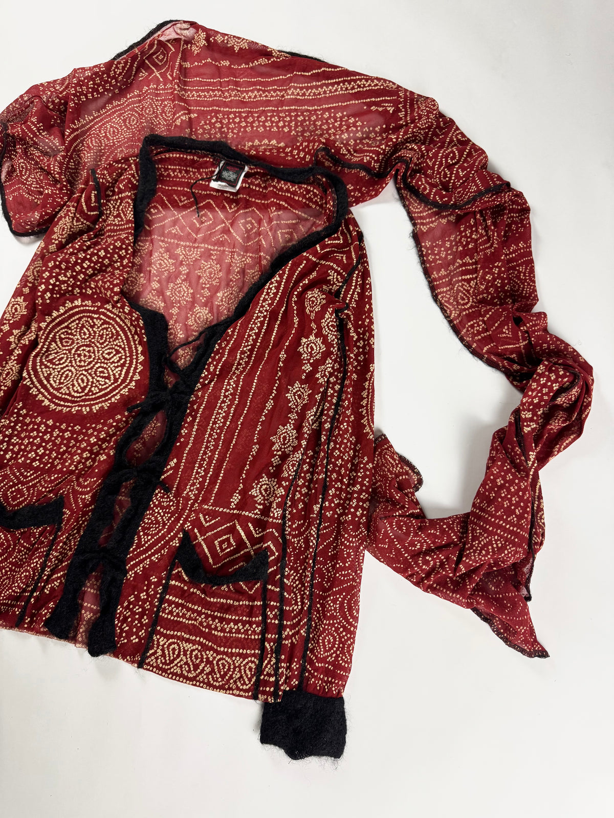 Jean Paul Gaultier Paisley Native Tribal Tattoo Oriental Mesh Blouse Top 1990s - L