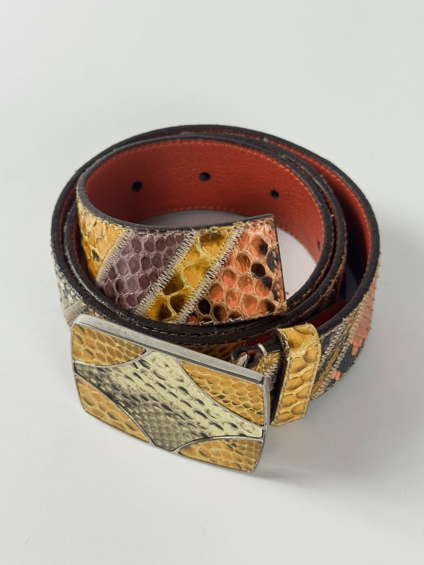 Prada Snakeskin Orange Leather Belt SS 2005 - 80 CM