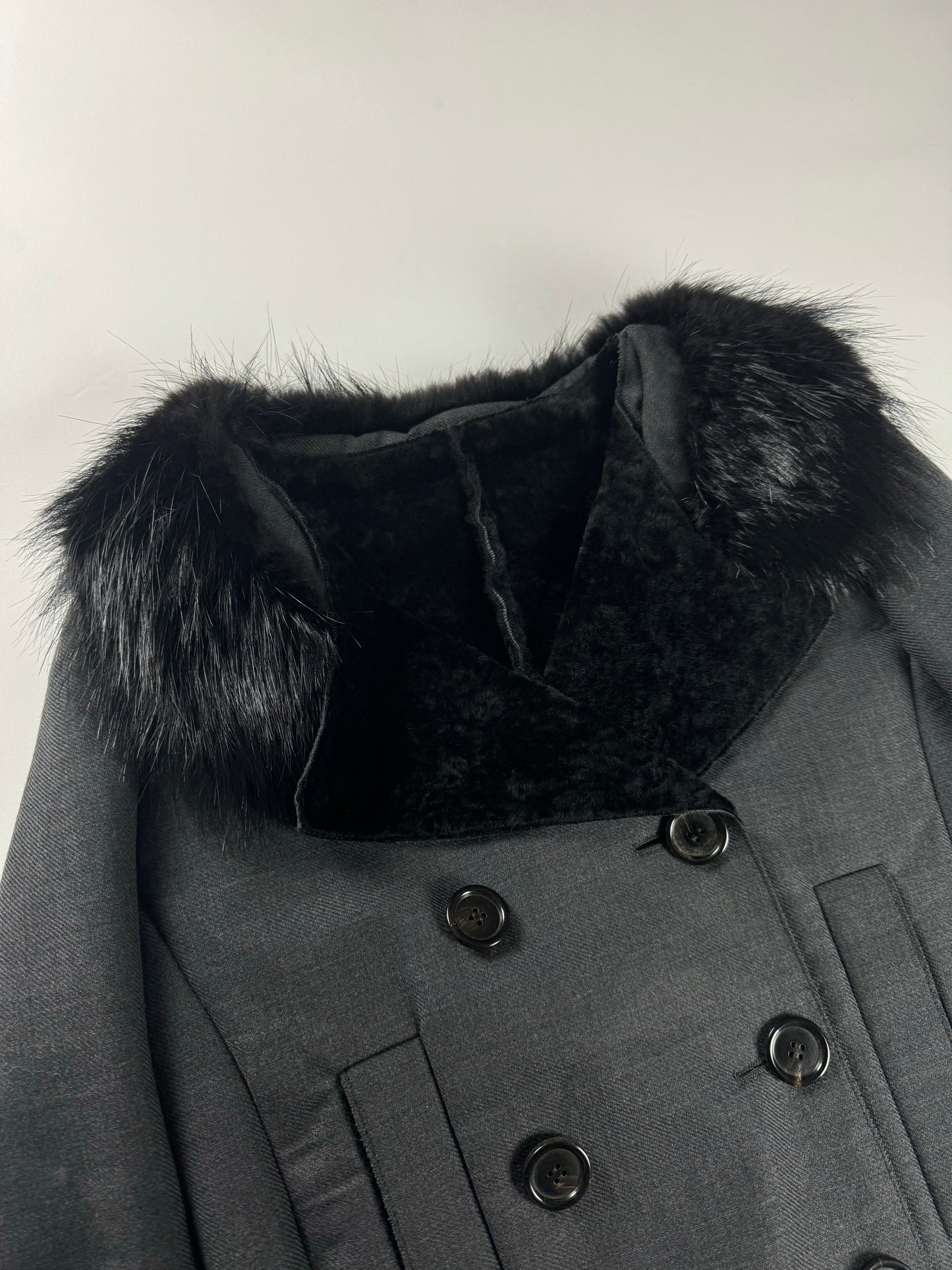 Prada Wool Inside Sheep Fur Elegant Collar FW 2010 - XS