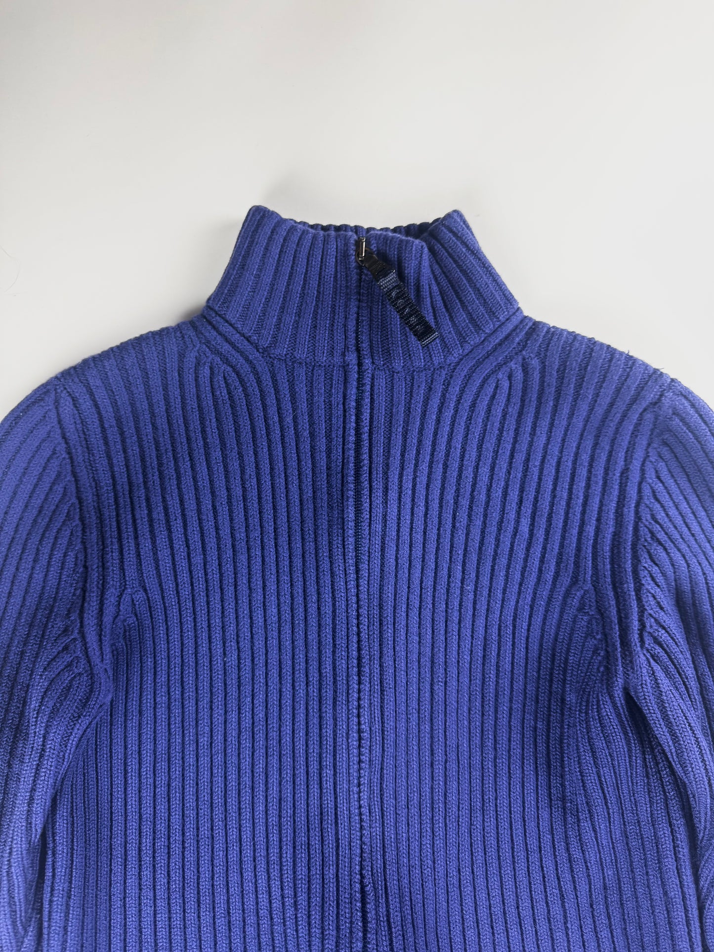 Prada Linea Rossa Shine Blue Corduroy Turtleneck Sweater FW 1999 - S