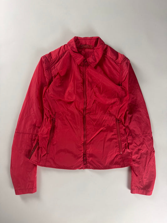 Prada Linea Rossa Red Nylon Convertible Sleeve Jacket SS 2000 - S