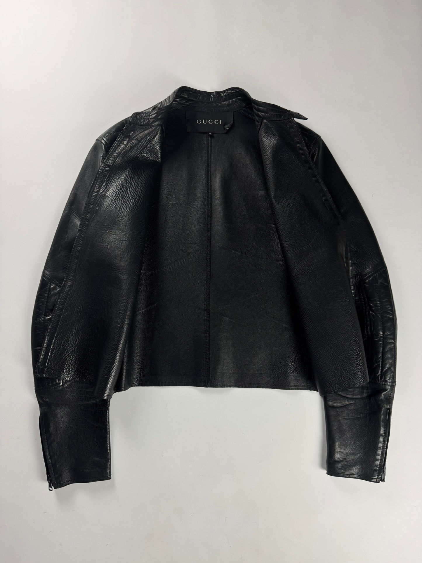 Gucci Tom Ford Pure Dark Soft Leather Padded Shoulder Biker Jacket SS 1999 - M