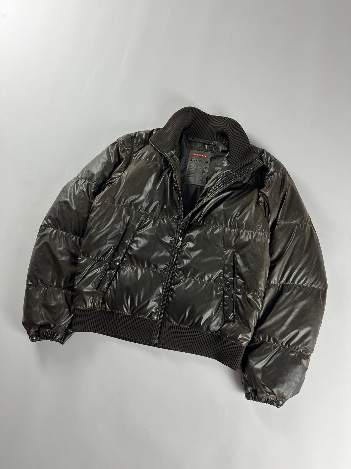 Prada Old Rust Nylon Treatment Puffer Jacket FW 2006 - M