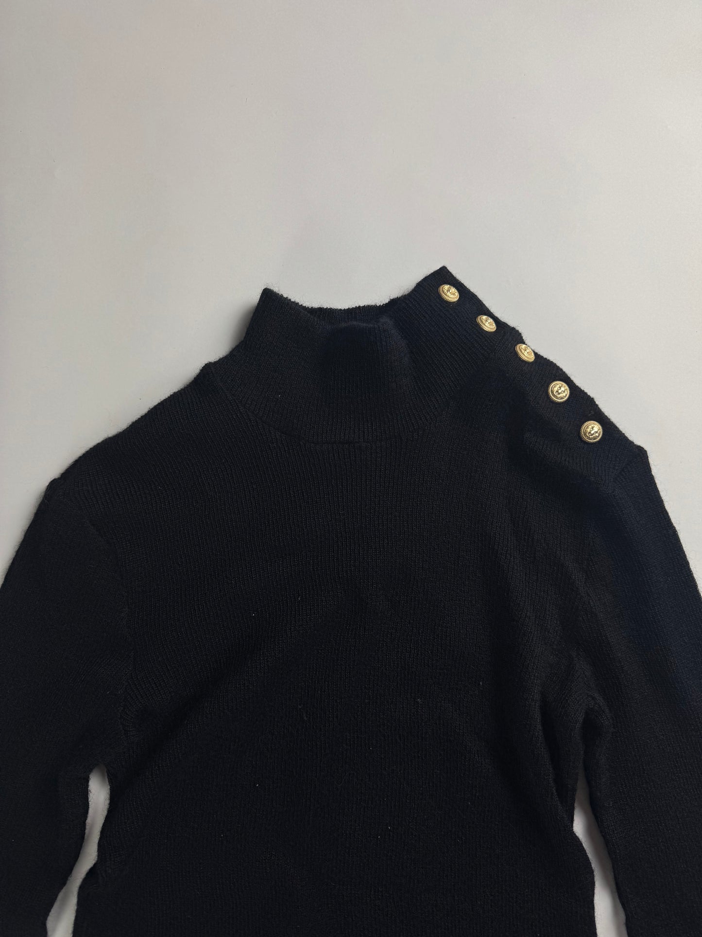 Balmain Sample Gold Button Embellished Turtleneck Sweater FW 2017 - S