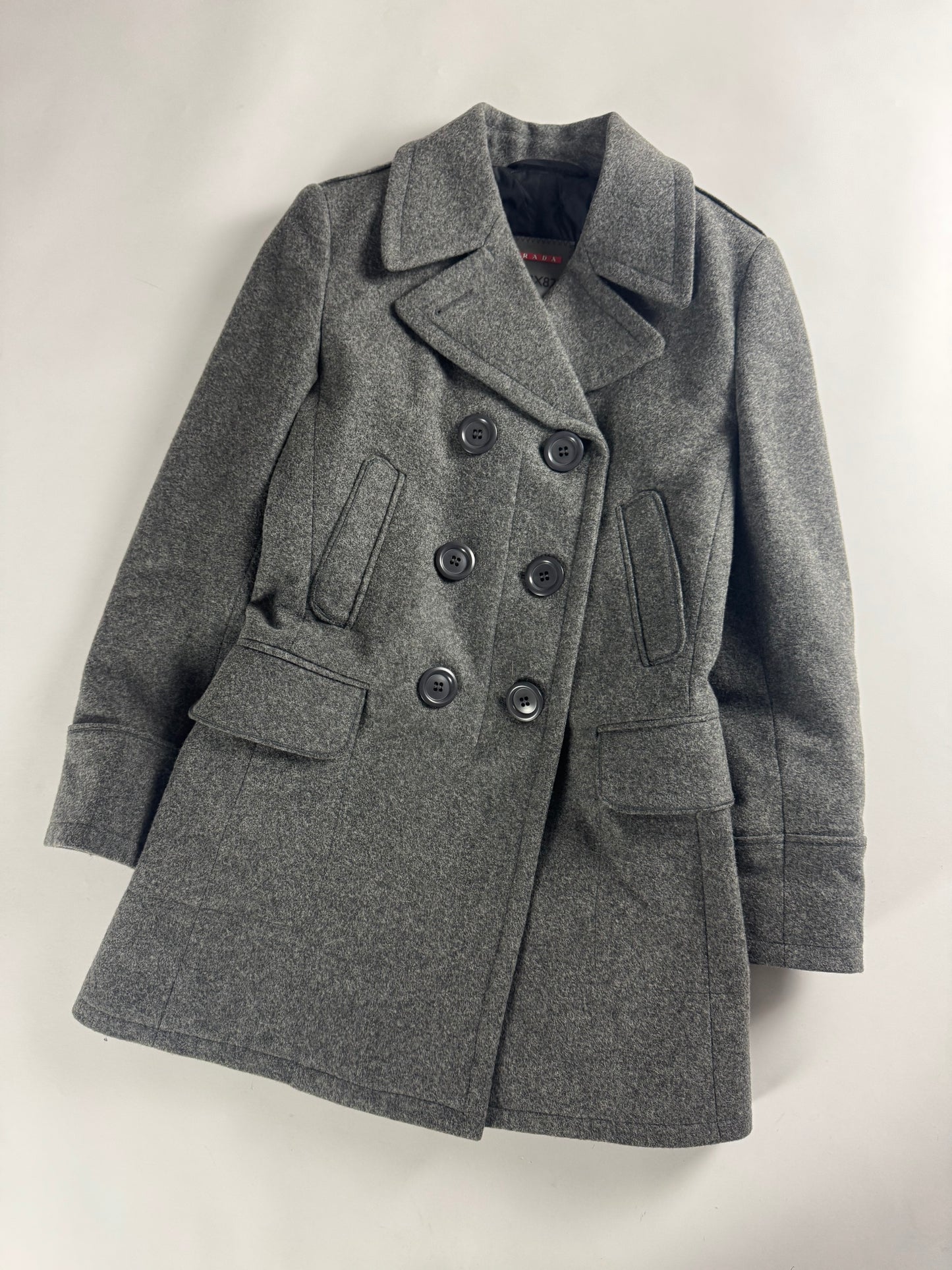 Prada Grey Wool Double Breasted Peacoat FW 2006 - S