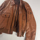 Gucci Tom Ford Camel Brown Monogram Leather Bomber Jacket 2000s - XL