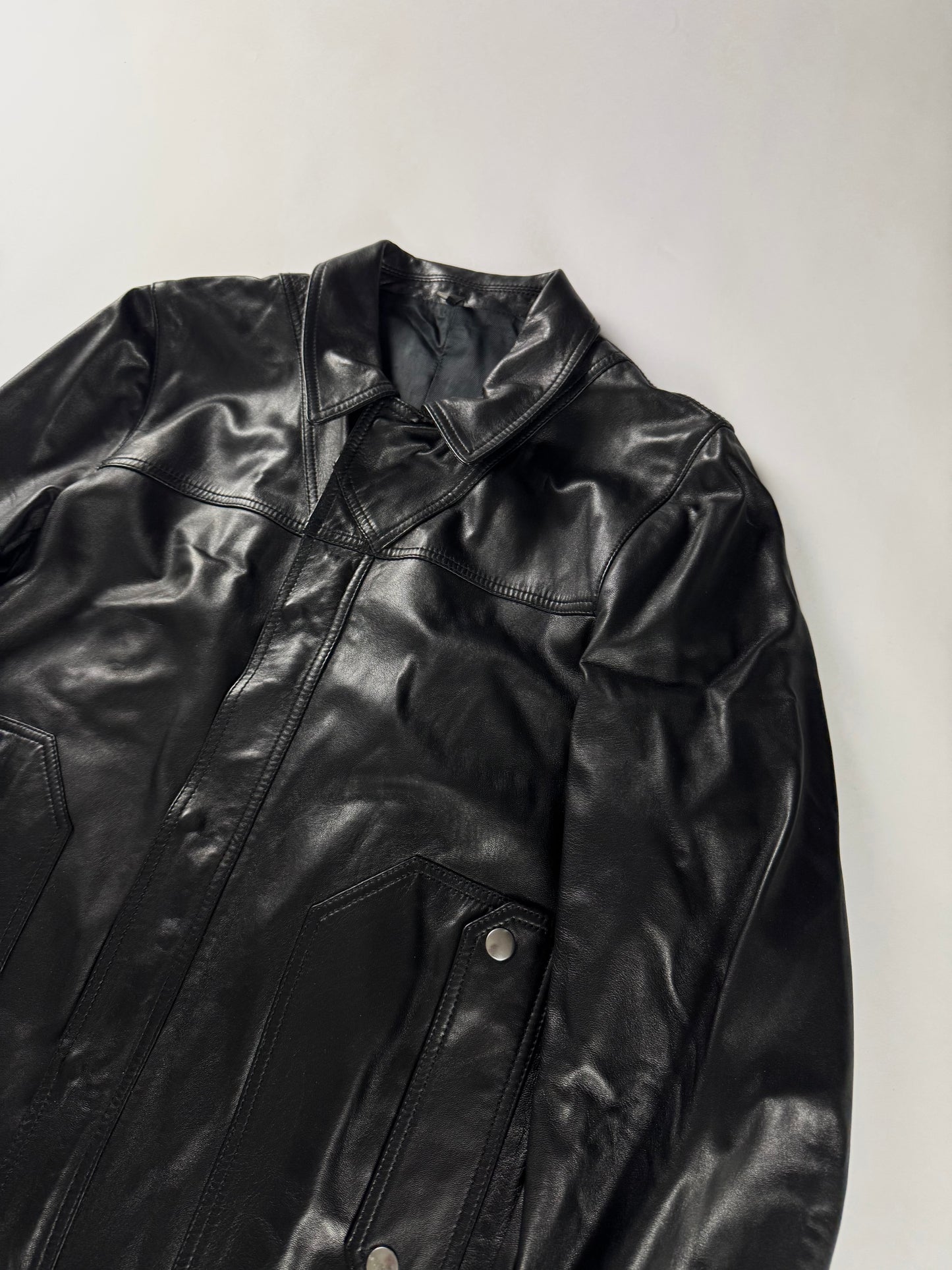 Dior Homme Dark Aviator Leather Trucker Jacket SS 2008 - M