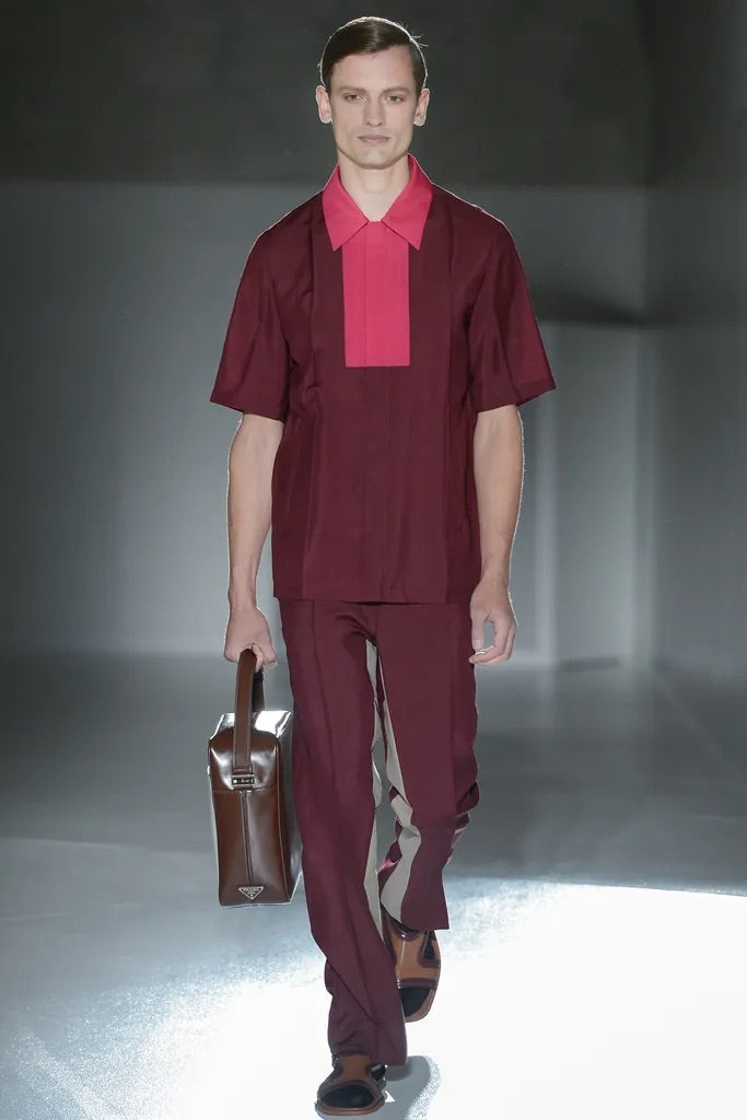 Prada Wine Red Bowling Shirt SS 2013 - L