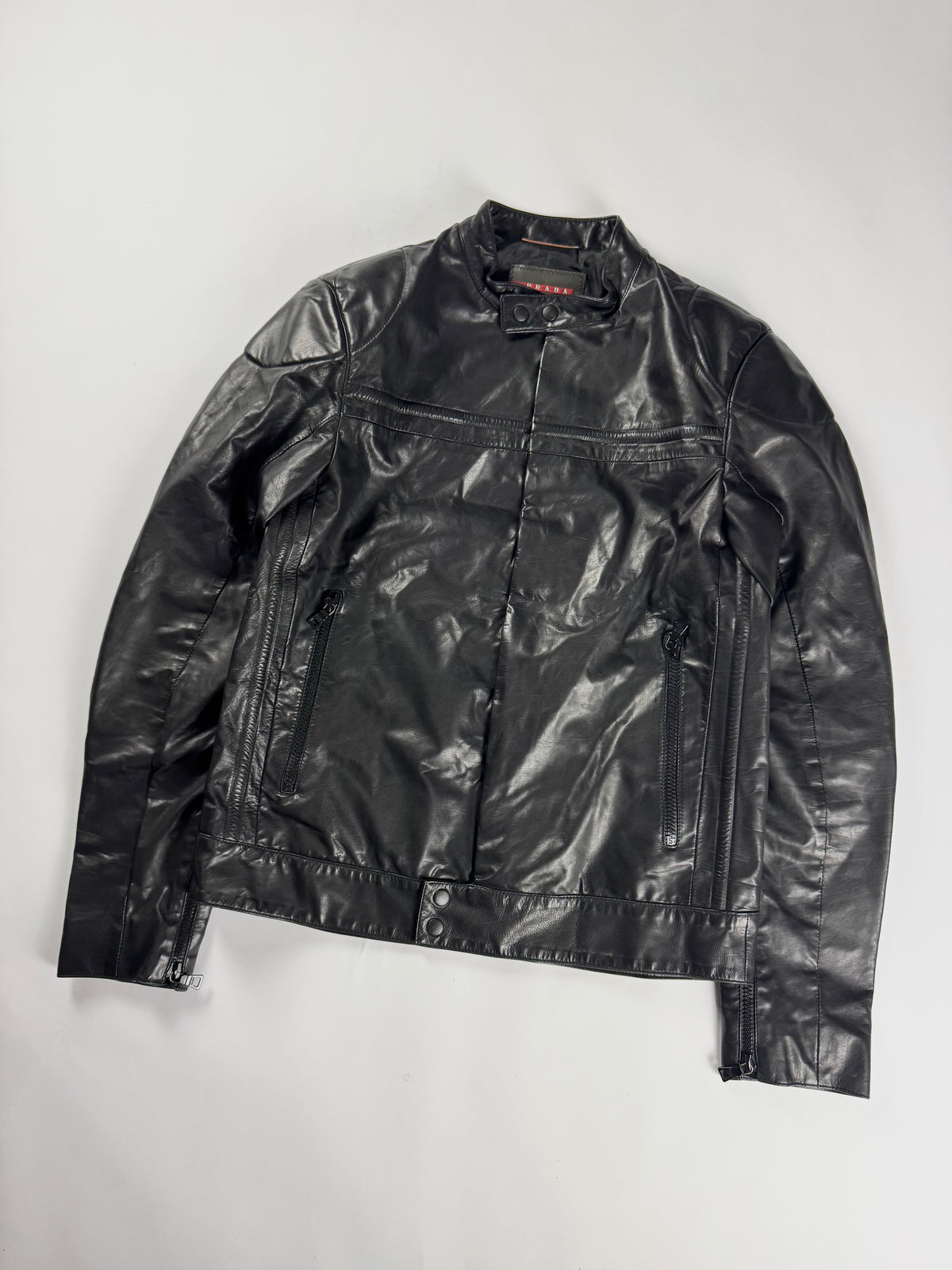 Prada Milano Black Leather Motorcycle Jacket FW 2007 - M