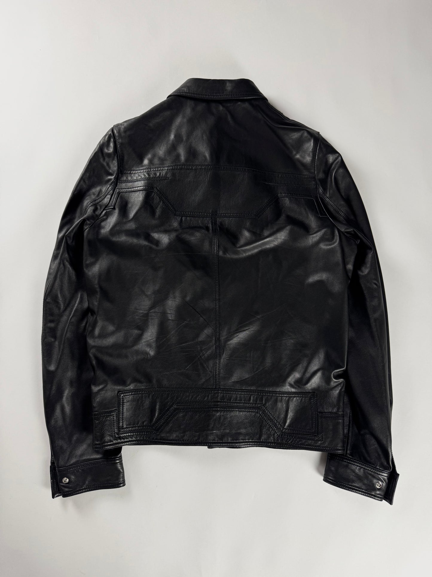 Dior Homme Dark Aviator Leather Trucker Jacket SS 2008 - M