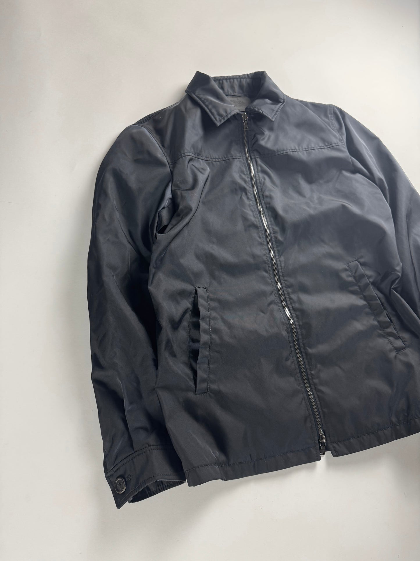 Prada Navy Double Zip Officer Minimalist Trucker Jacket FW 2011 - S