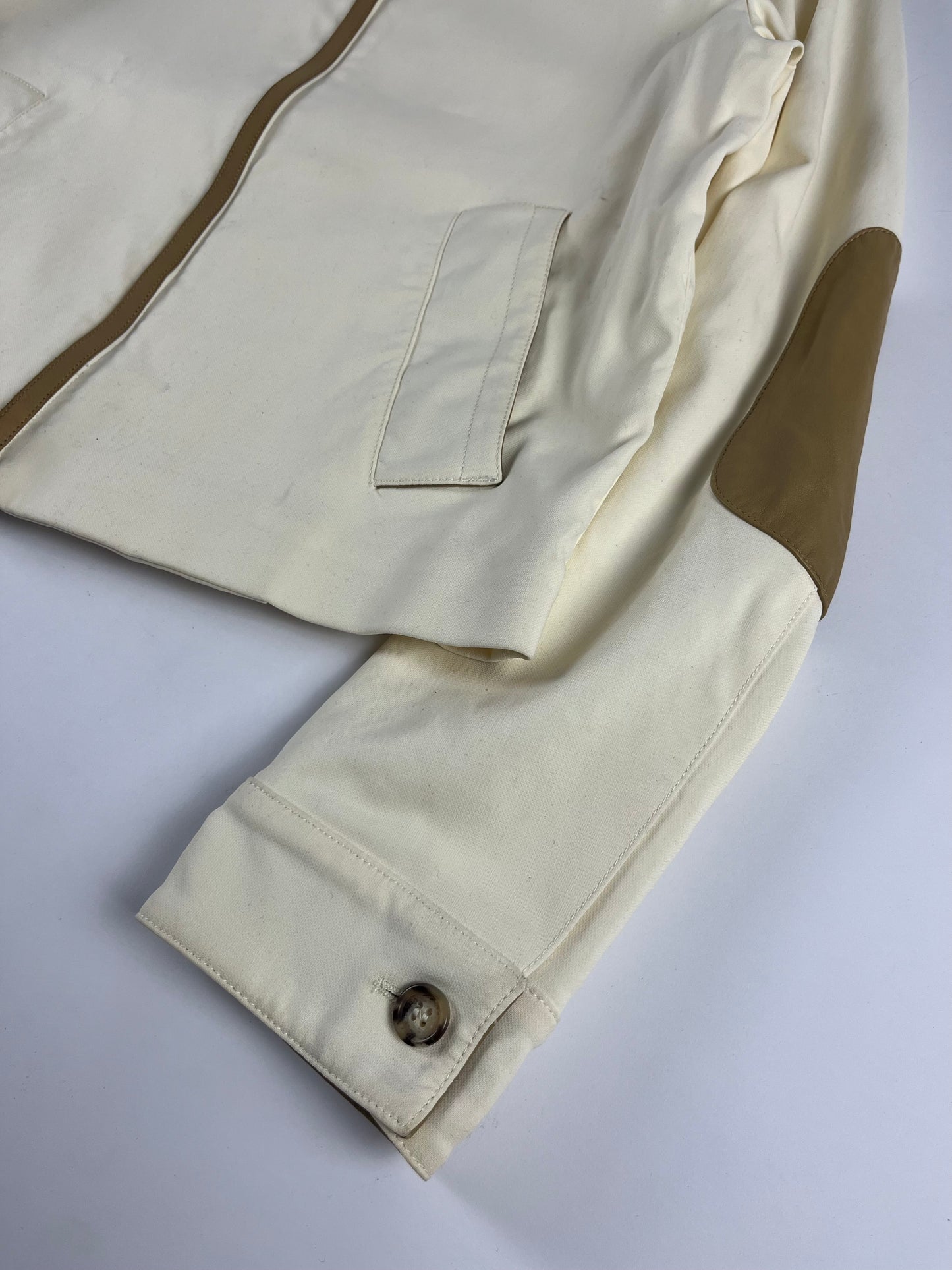 Prada Leather Patched Cream Harrington Jacket 2000s - L