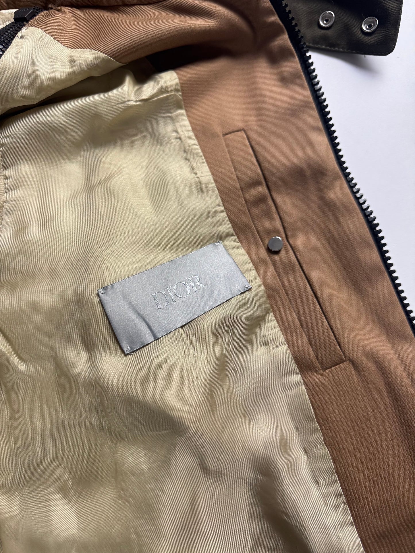 Dior Homme Sample Zip Sleeve Sand Brown Technical Hooded Jacket SS 2023 - M