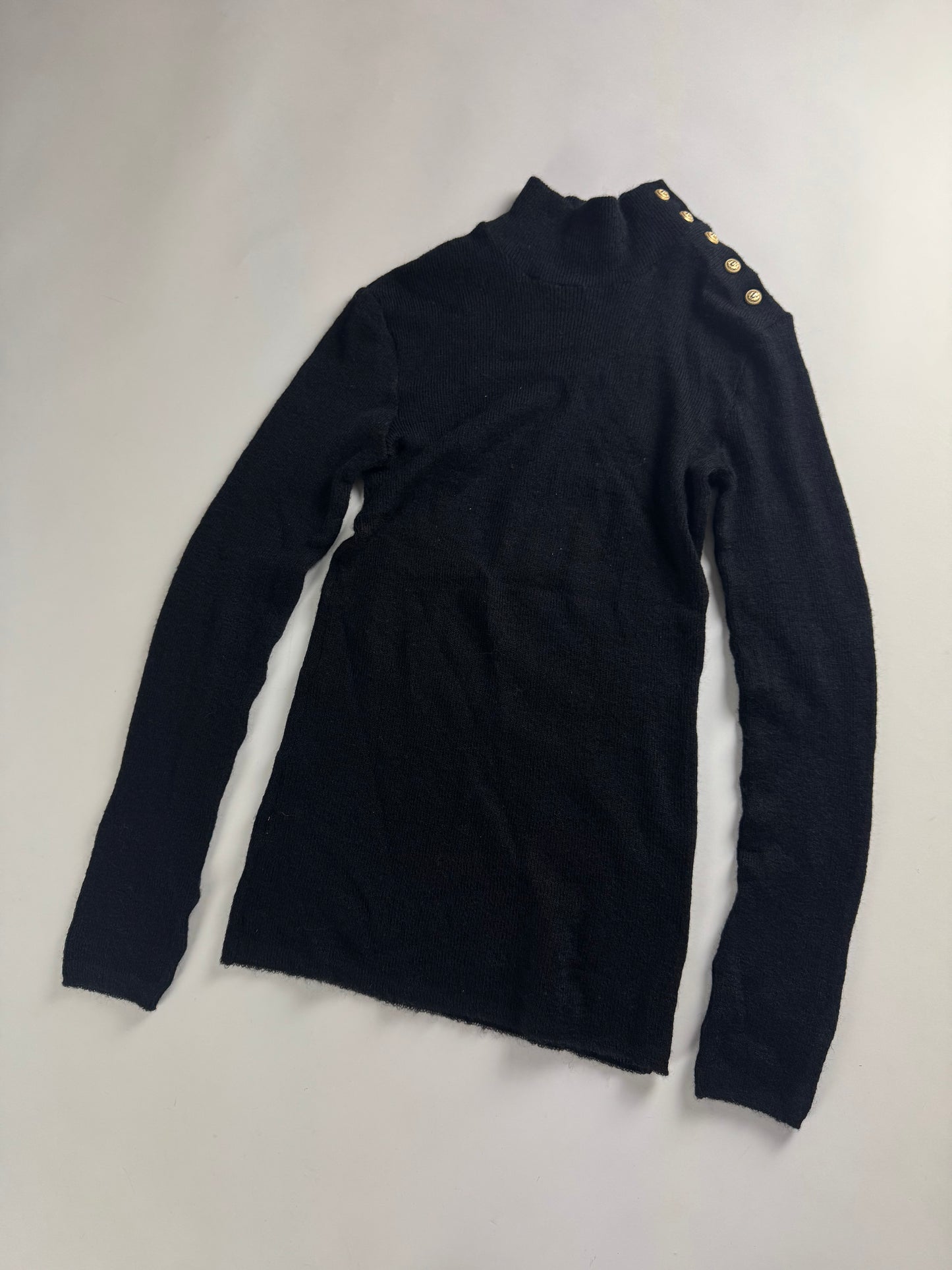 Balmain Sample Gold Button Embellished Turtleneck Sweater FW 2017 - S