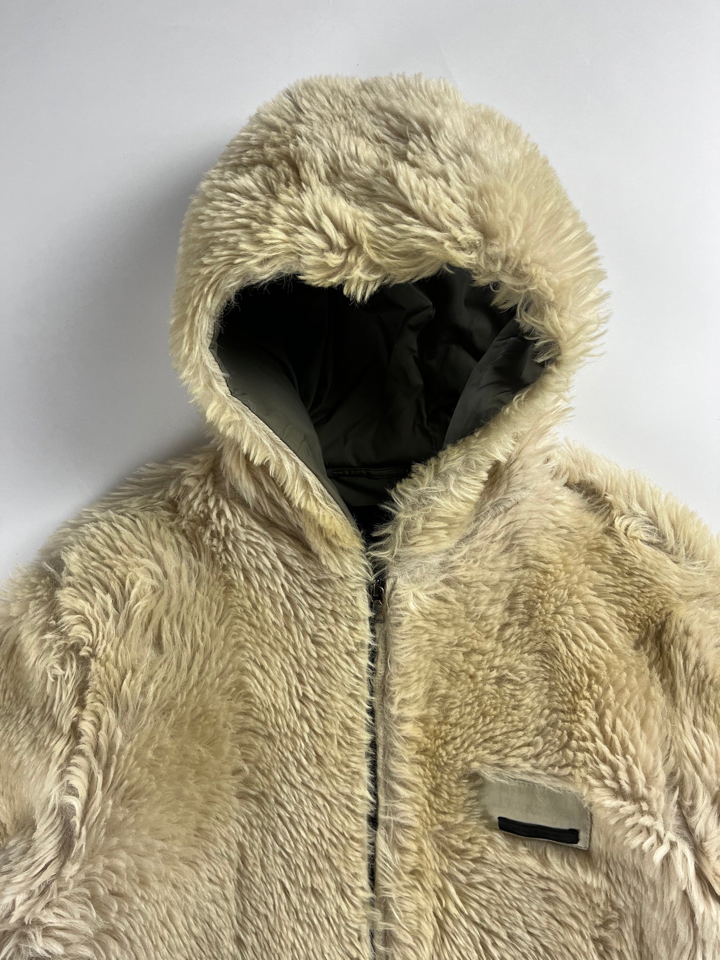 Prada Mainline Cream Fur Zipper Jacket FW 2007 - M