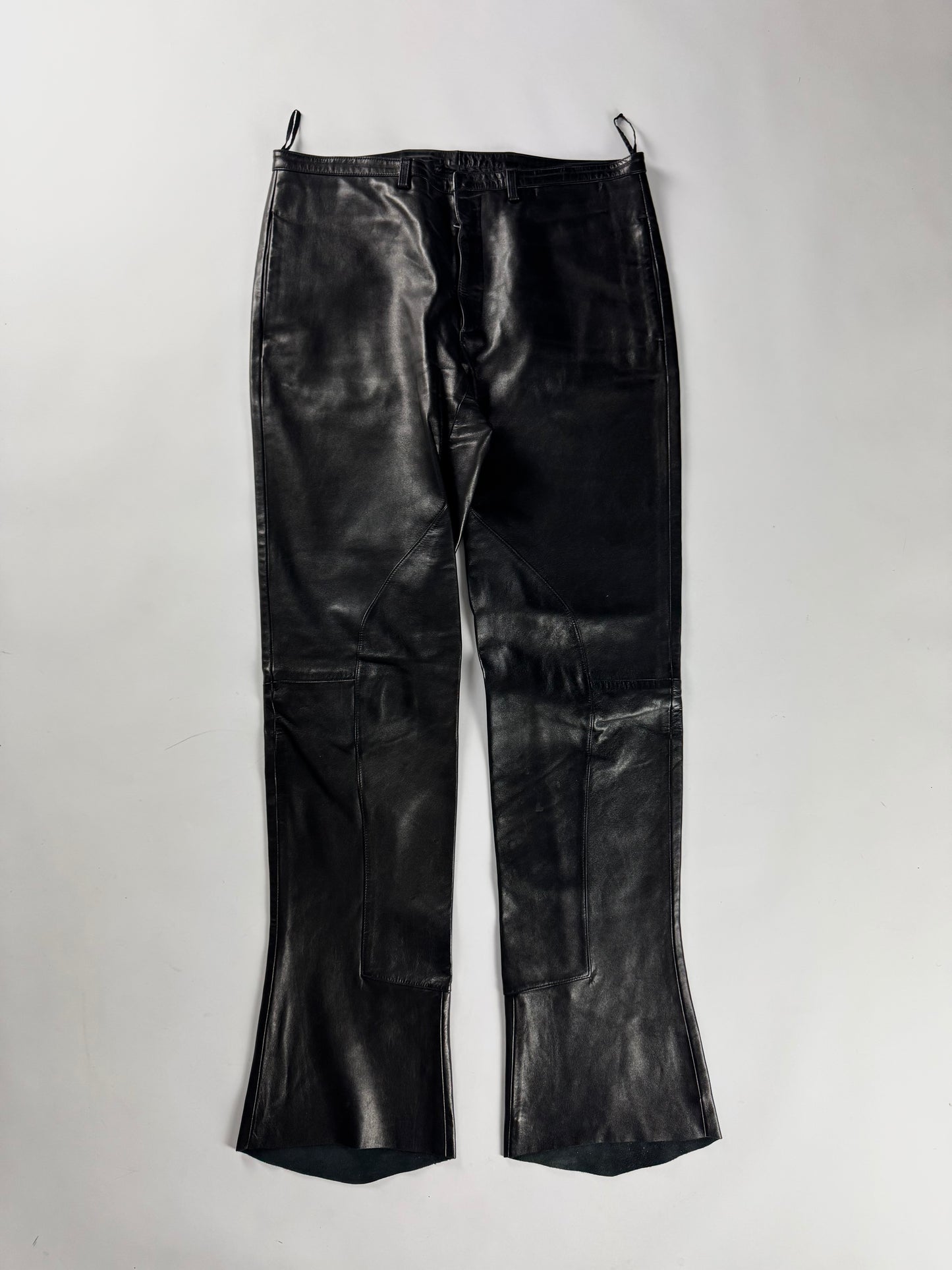 Prada Milano Dark Leather Flare Pants FW 2001 - M