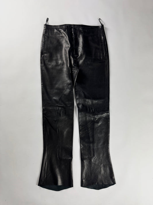 Prada Milano Dark Leather Flare Pants FW 2001 - M