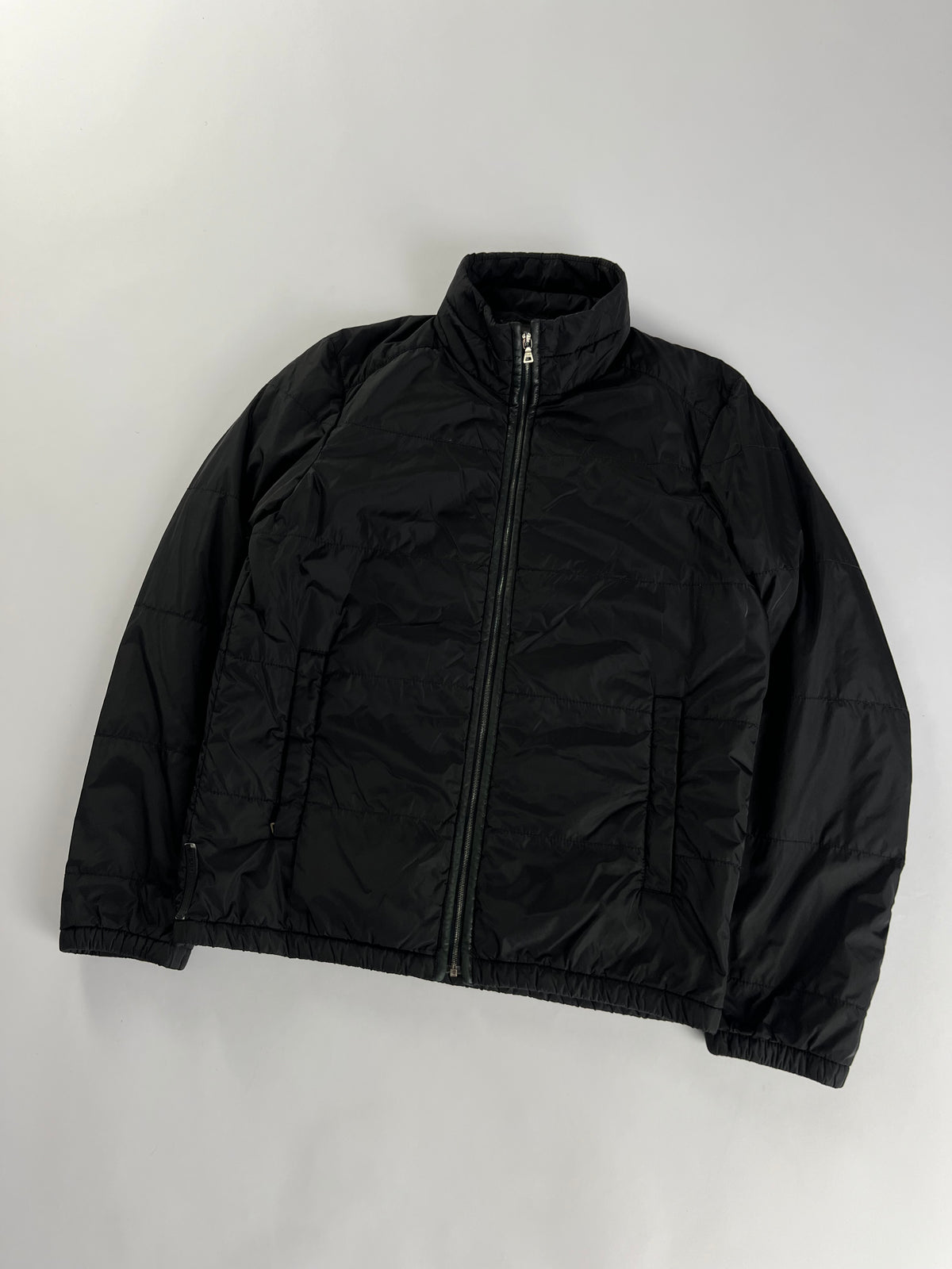 Prada Black Nylon Light Leather Trimmed Jacket FW 2008 - M