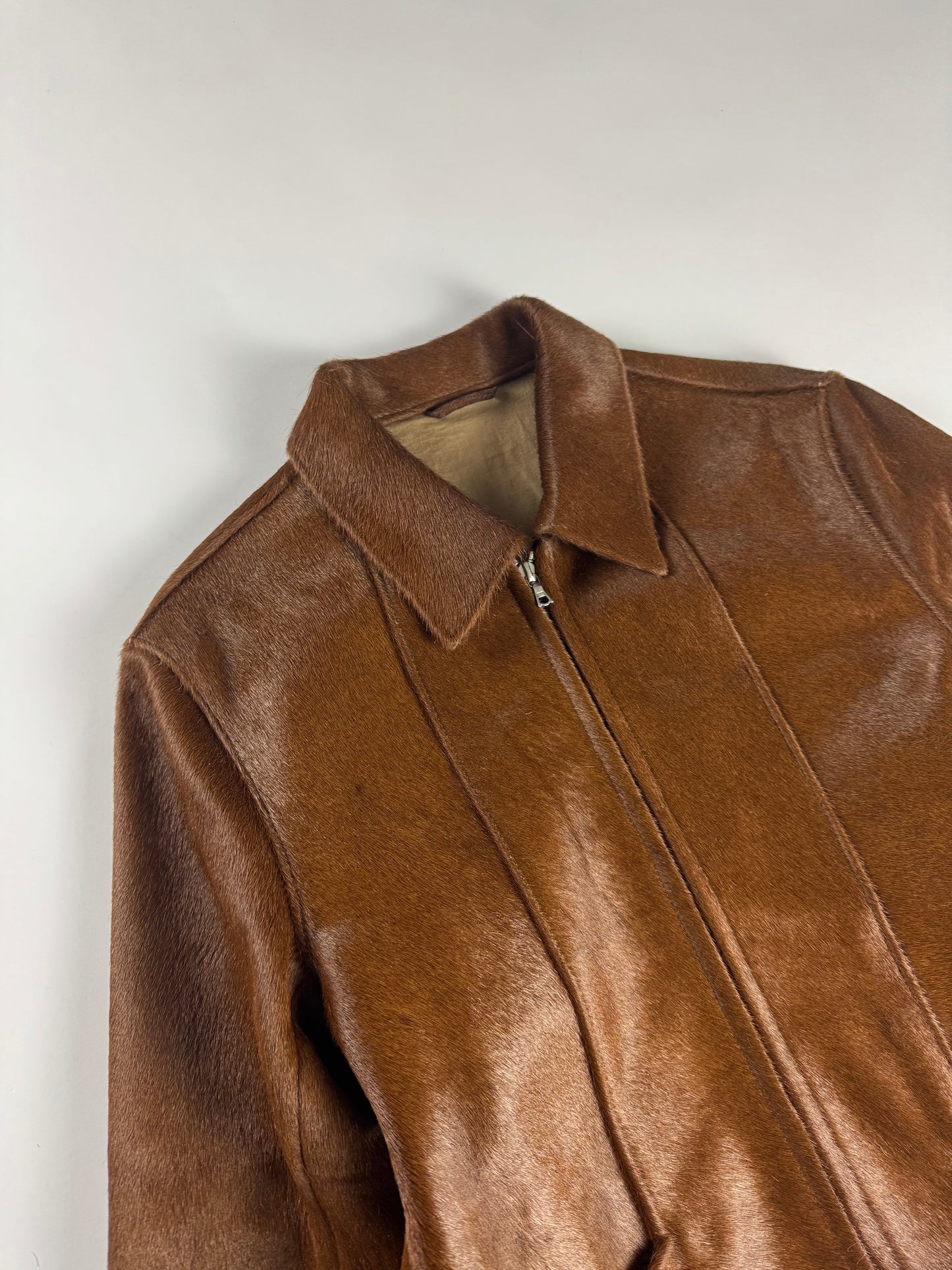 Our Legacy Raw Edges Brown Pony Hair Leather Jacket FW 2013 - S