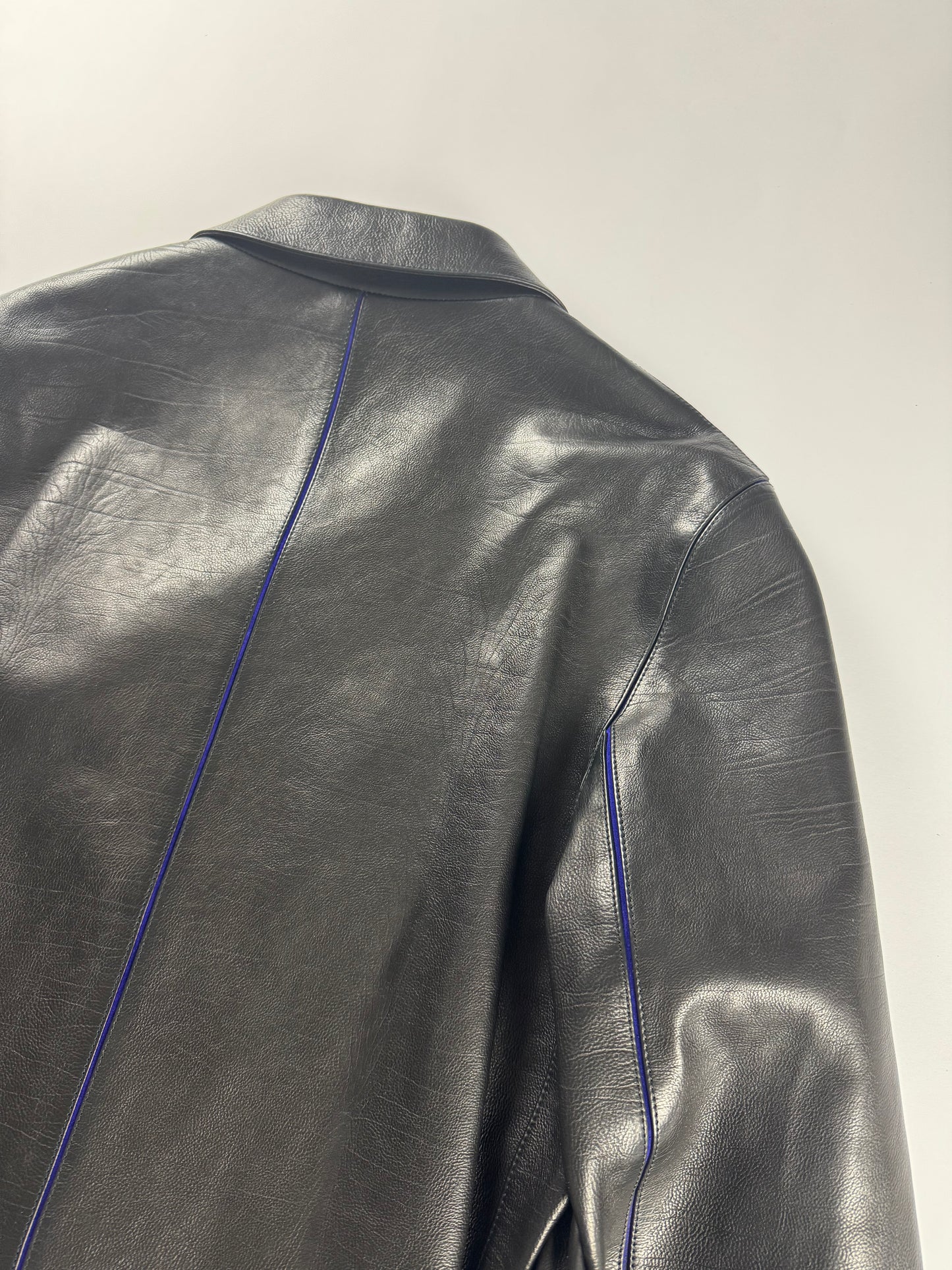 Louis Vuitton Unreleased Blue Neon Minimalist Perfect Tailored Lambskin Leather Jacket SS 2025 - L
