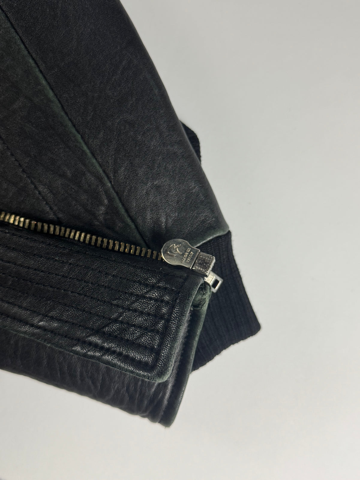 Rick Owens Black Shadow Leather Bomber Jacket 2010s - XL