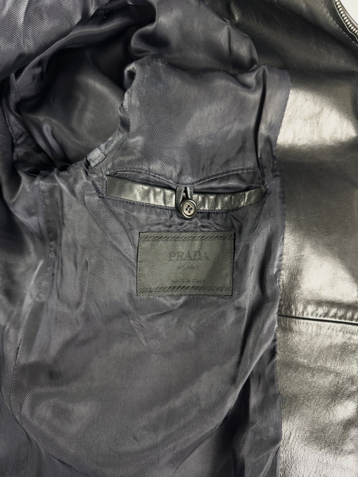 Prada Black Minimalist Perfect Tailored Leather Jacket FW 1996 - M