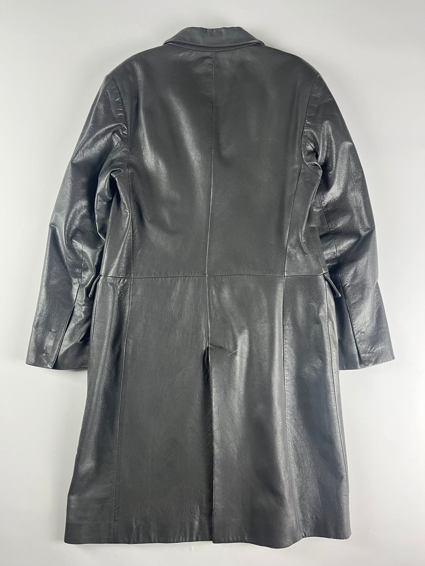 Prada Long Leather Strapped Overcoat FW 1998 - M