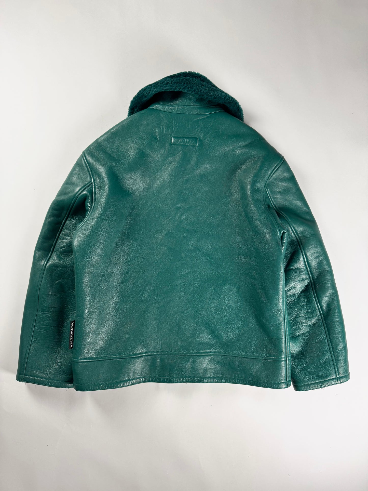 Balenciaga Sample Green Shearling Aviator Bomber Jacket FW 2019 - M