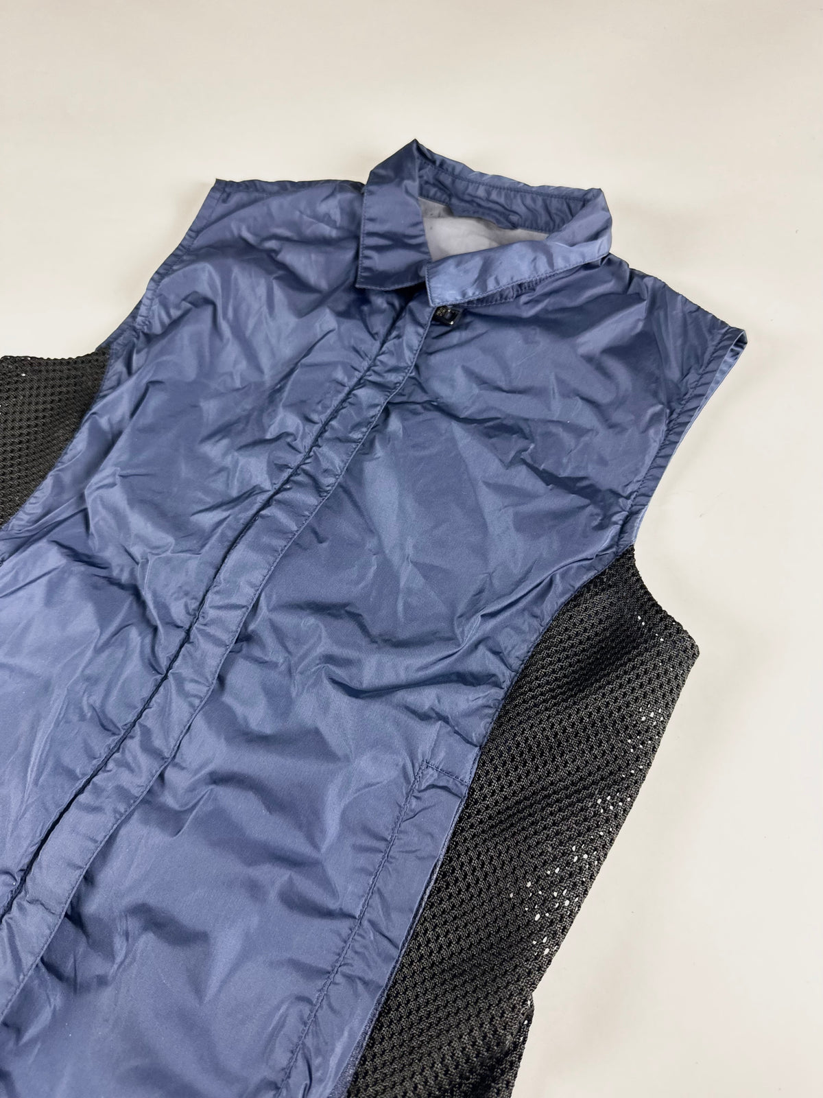 Prada Linea Rossa Mesh Sides Blue Sleeveless Vest SS 2000 - XS