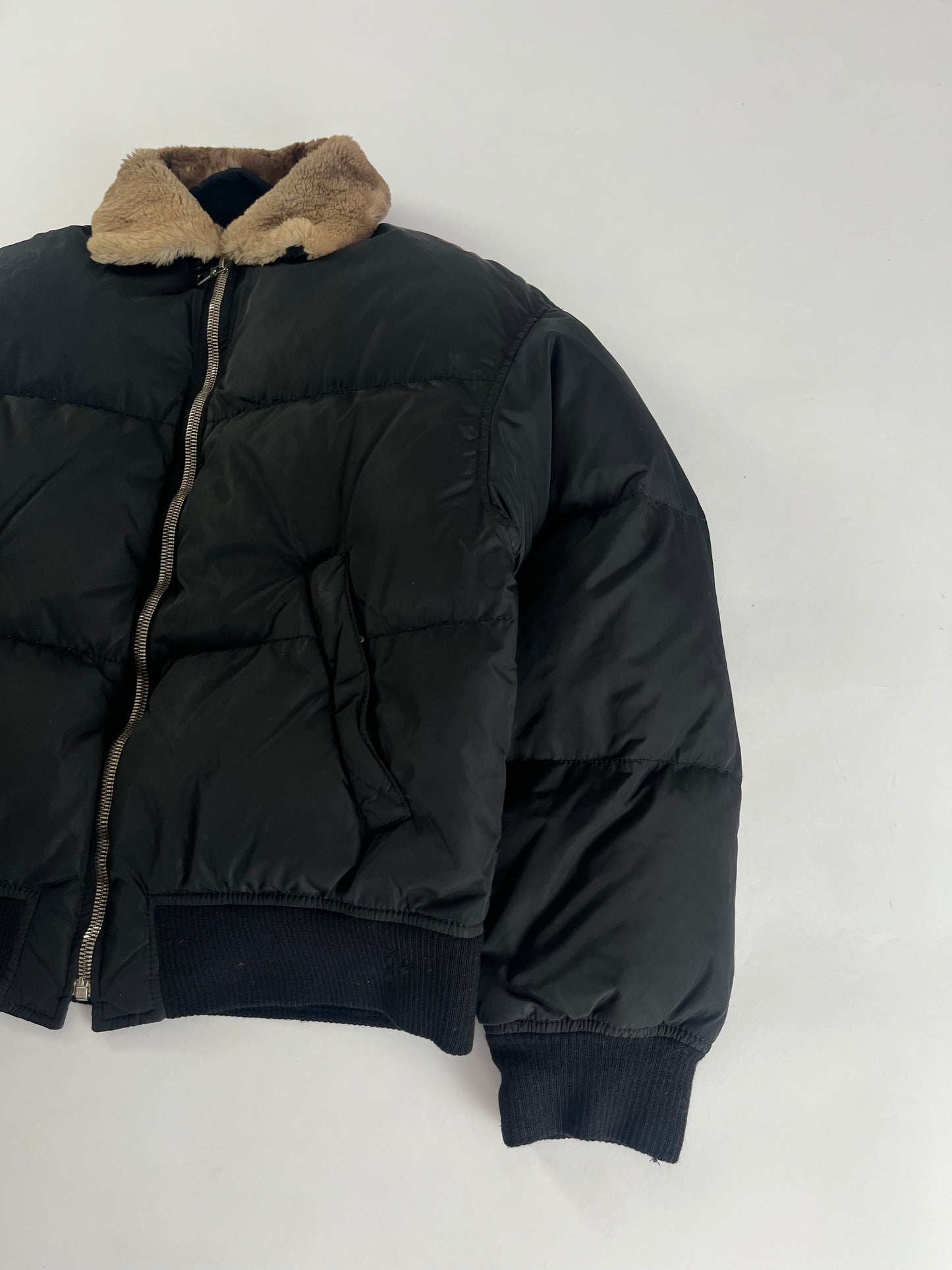 Prada Converted Hooded Fur Collar Cropped Puffer Jacket FW 1998 - L