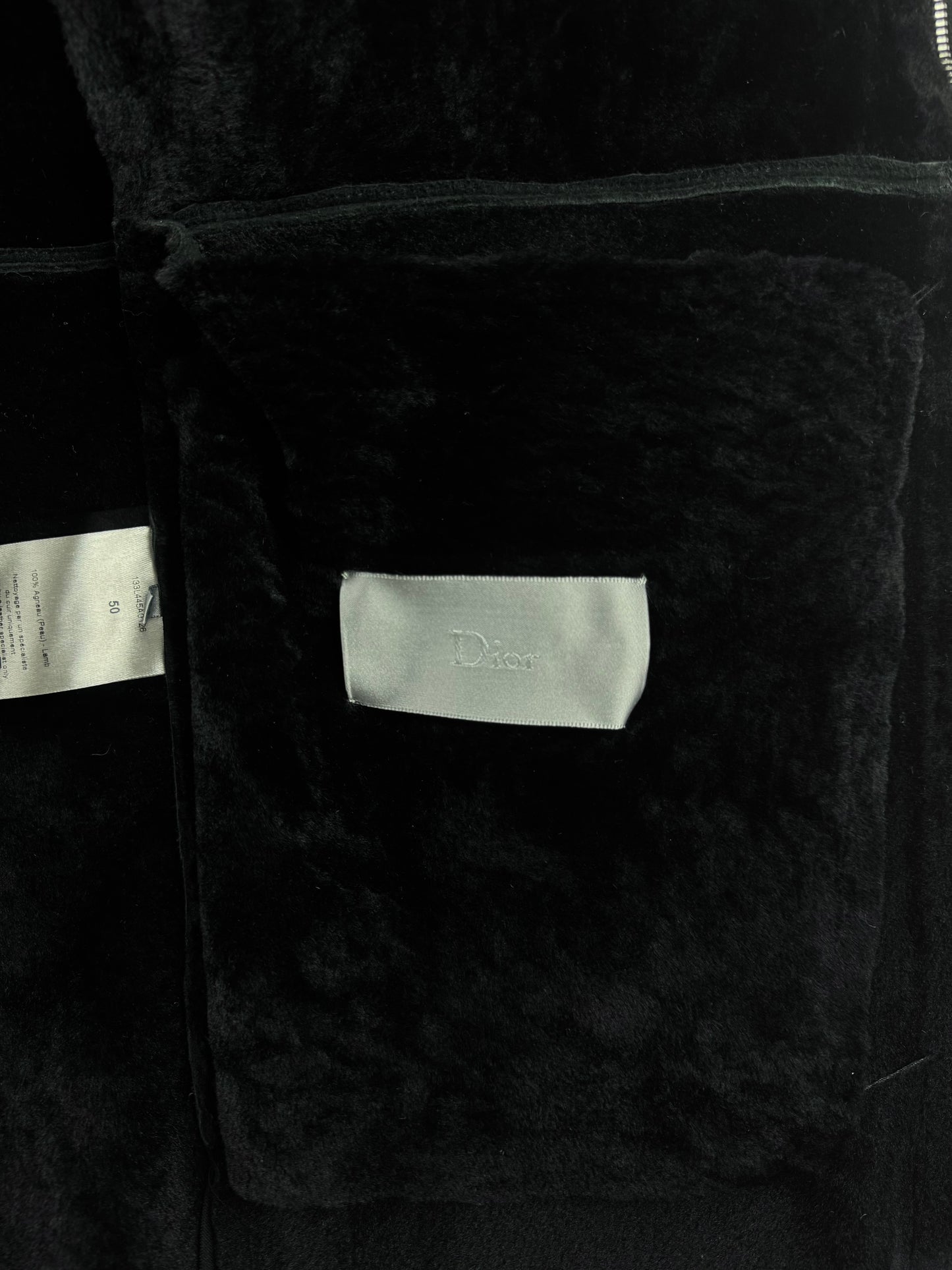 Dior Homme Kris Van Assche Shearling Monochrome Lamb Leather Jacket FW 2011 - L