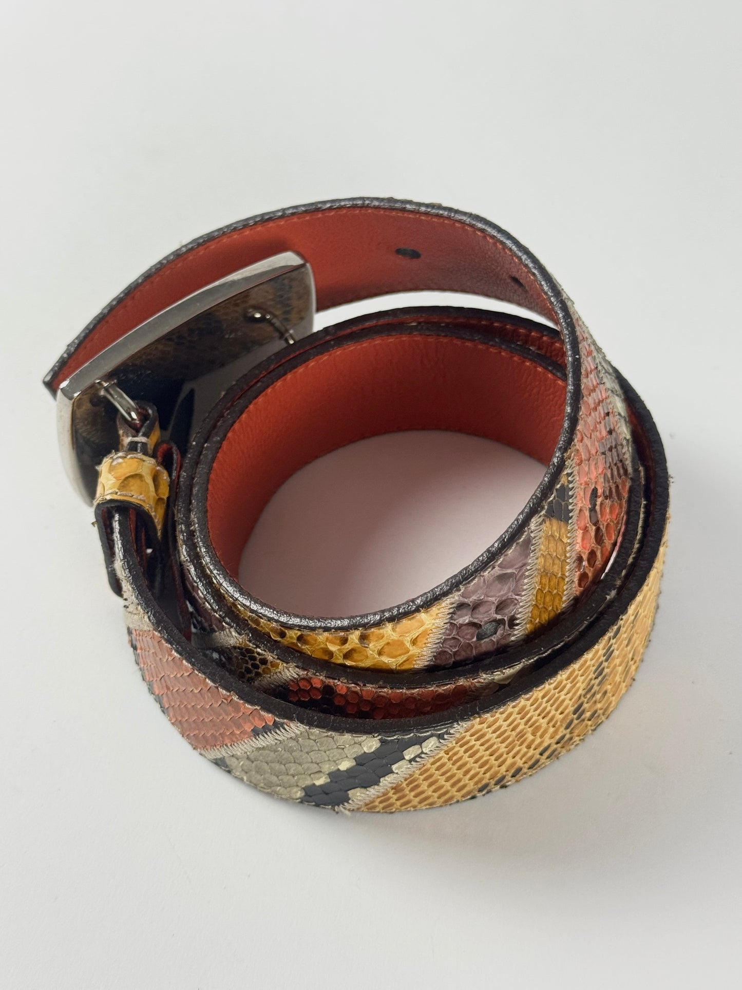Prada Snakeskin Orange Leather Belt SS 2005 - 80 CM