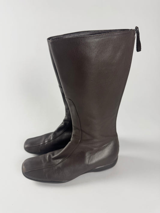 Prada Linea Rossa Brown Leather  Boots SS 1999 - 37,5 IT/38,5 EU