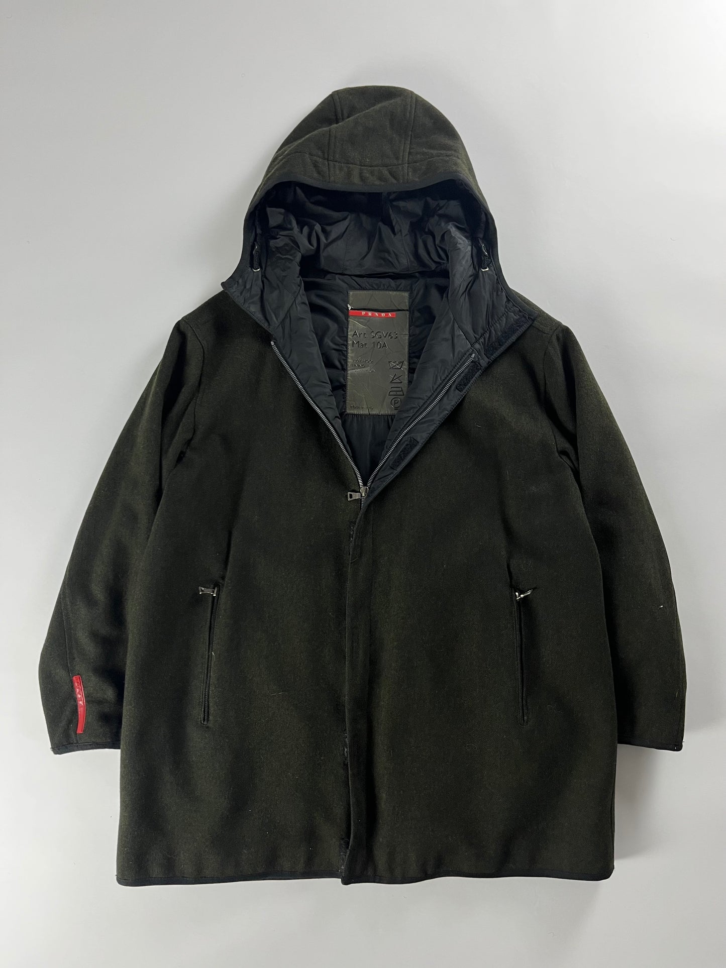 Prada Linea Rossa Wool Hood Jacket FW 1999 - XL